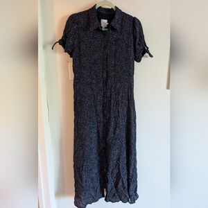 Hatch Black and Pink Maternity Floral Button-Up